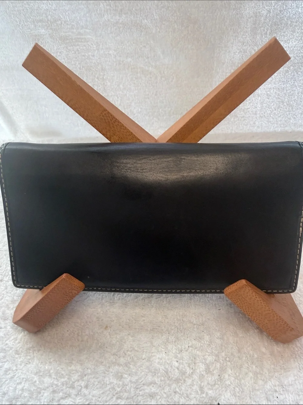 Coach Black Leather Wallet with Contrasting Stripes